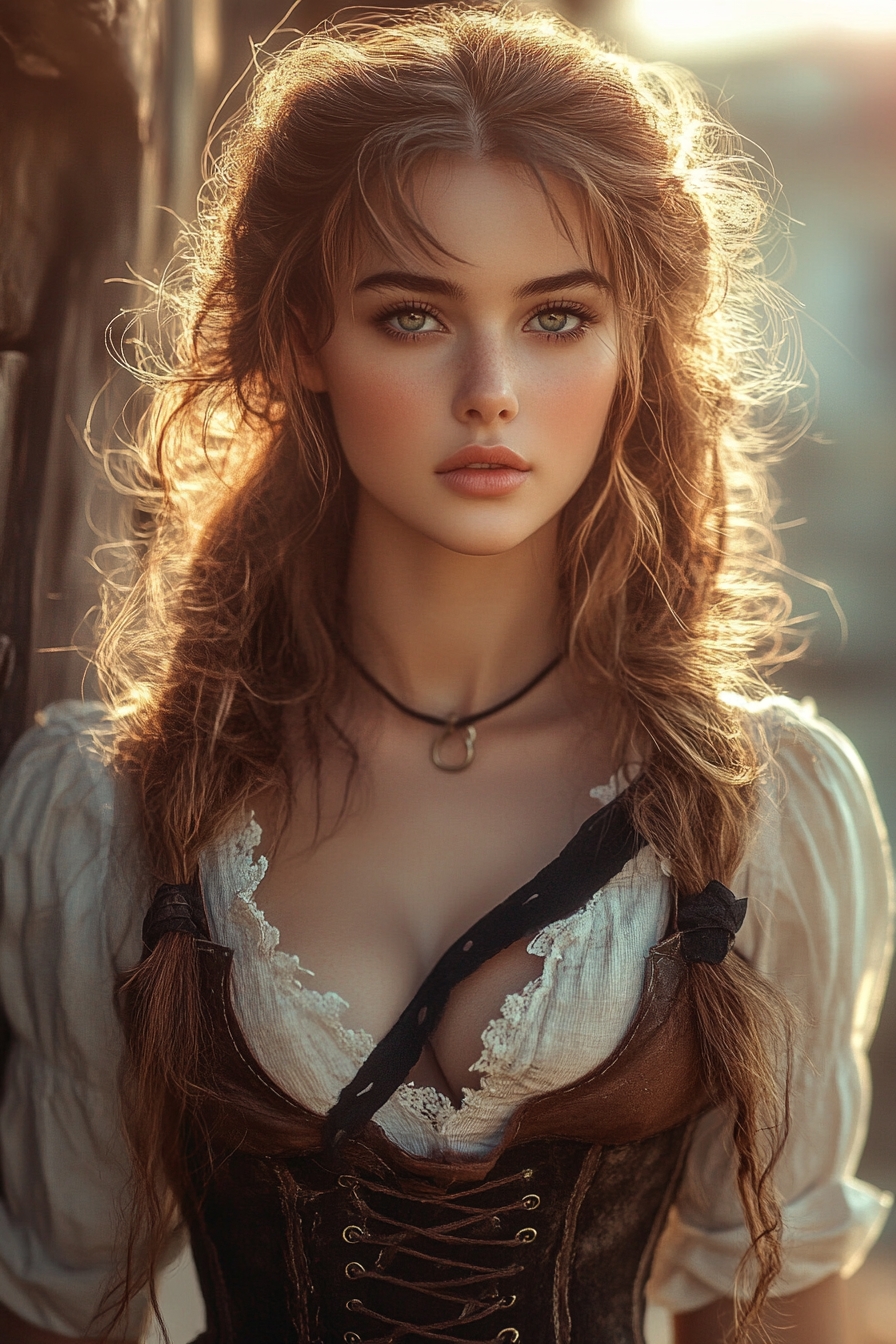 Wavy Ponytail with Black Ribbon