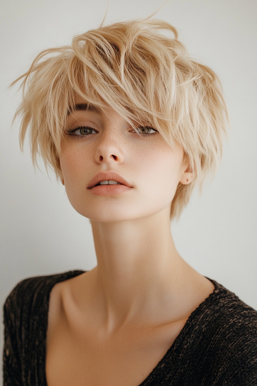 Tousled Short Pixie with Soft Fringe